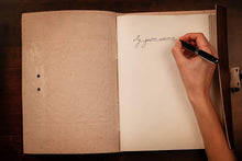 Load image into Gallery viewer, Sorcha -  A4 Handmade Leather Journal - Beautiful Celtic Design  - Soft Leather Bound Sketchbook - Dreamkeeper Journals