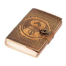 Load image into Gallery viewer, Kaida - A6 Handmade Leather Journal - Celtic Dragon Design - Soft Leather Pocket Notepad - Dreamkeeper Journals