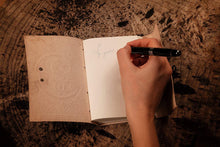 Load image into Gallery viewer, Kaida - A6 Handmade Leather Journal - Celtic Dragon Design - Soft Leather Pocket Notepad - Dreamkeeper Journals