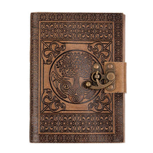 Load image into Gallery viewer, Aisling - A5 Handmade Leather Journal - Antique Tree of Life Design - Plain Paper 18cm x 13cm - Dreamkeeper Journals