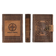 Load image into Gallery viewer, Aisling - A5 Handmade Leather Journal - Antique Tree of Life Design - Plain Paper 18cm x 13cm - Dreamkeeper Journals
