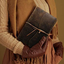 Load image into Gallery viewer, Katell - A5 Handmade Leather Journal With Distressed Leather Design - Recycled Cotton Paper
