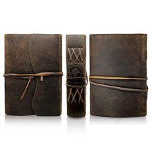 Load image into Gallery viewer, Katell - A5 Handmade Leather Journal With Distressed Leather Design - Recycled Cotton Paper
