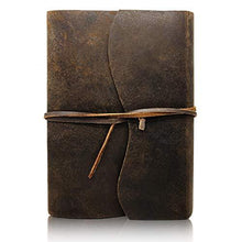 Load image into Gallery viewer, Katell - A5 Handmade Leather Journal With Distressed Leather Design - Recycled Cotton Paper
