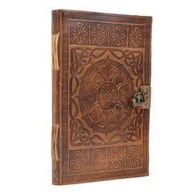 Load image into Gallery viewer, Sorcha -  A4 Handmade Leather Journal - Beautiful Celtic Design  - Soft Leather Bound Sketchbook - Dreamkeeper Journals
