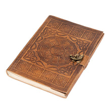 Load image into Gallery viewer, Sorcha -  A4 Handmade Leather Journal - Beautiful Celtic Design  - Soft Leather Bound Sketchbook - Dreamkeeper Journals
