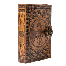 Load image into Gallery viewer, Kaida - A6 Handmade Leather Journal - Celtic Dragon Design - Soft Leather Pocket Notepad - Dreamkeeper Journals
